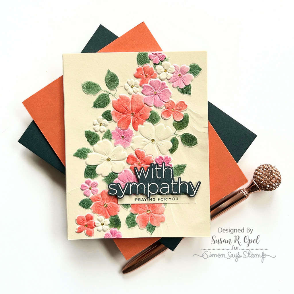 Simon Says Stamp Embossing Folder Cutting Dies and Stencils Tumbling Flowers set907tf To Love Sympathy Card