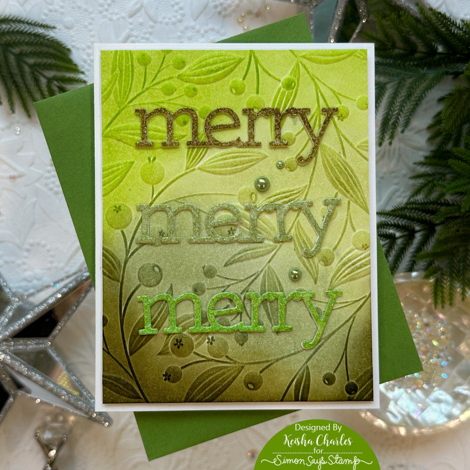 Simon Says Stamp Embossing Folder Twining Berries sf360 All The Joy Christmas Card