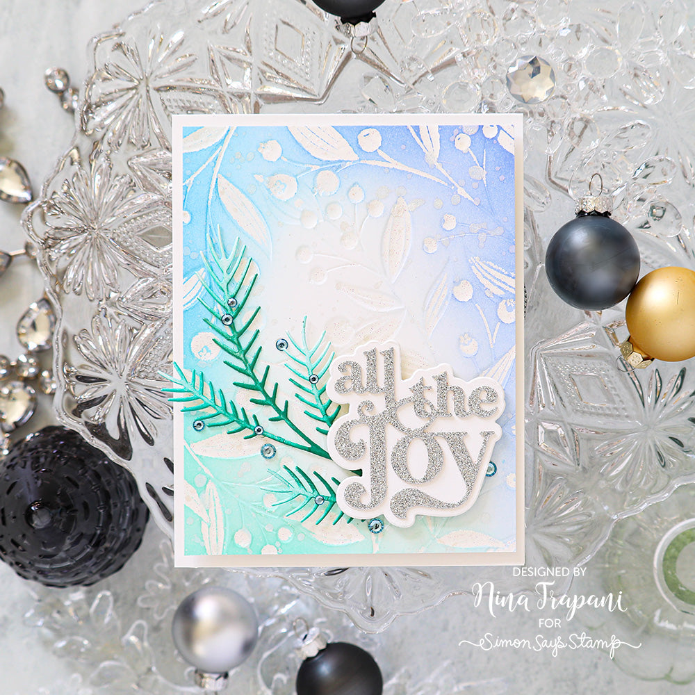 Simon Says Stamp Embossing Folder Twining Berries sf360 All The Joy Christmas Card | color-code:ALT01