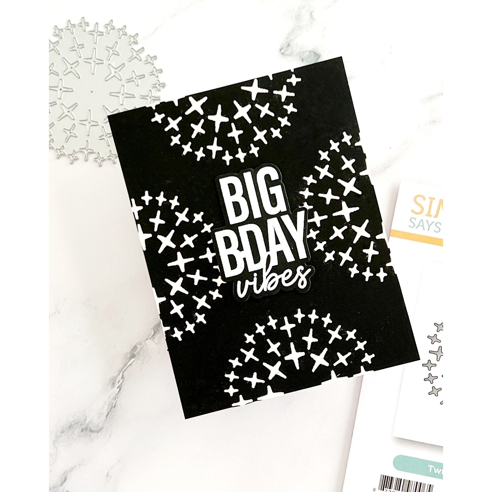 Simon Says Stamp Twinkle Burst Wafer Dies s1106 DieCember Birthday Card