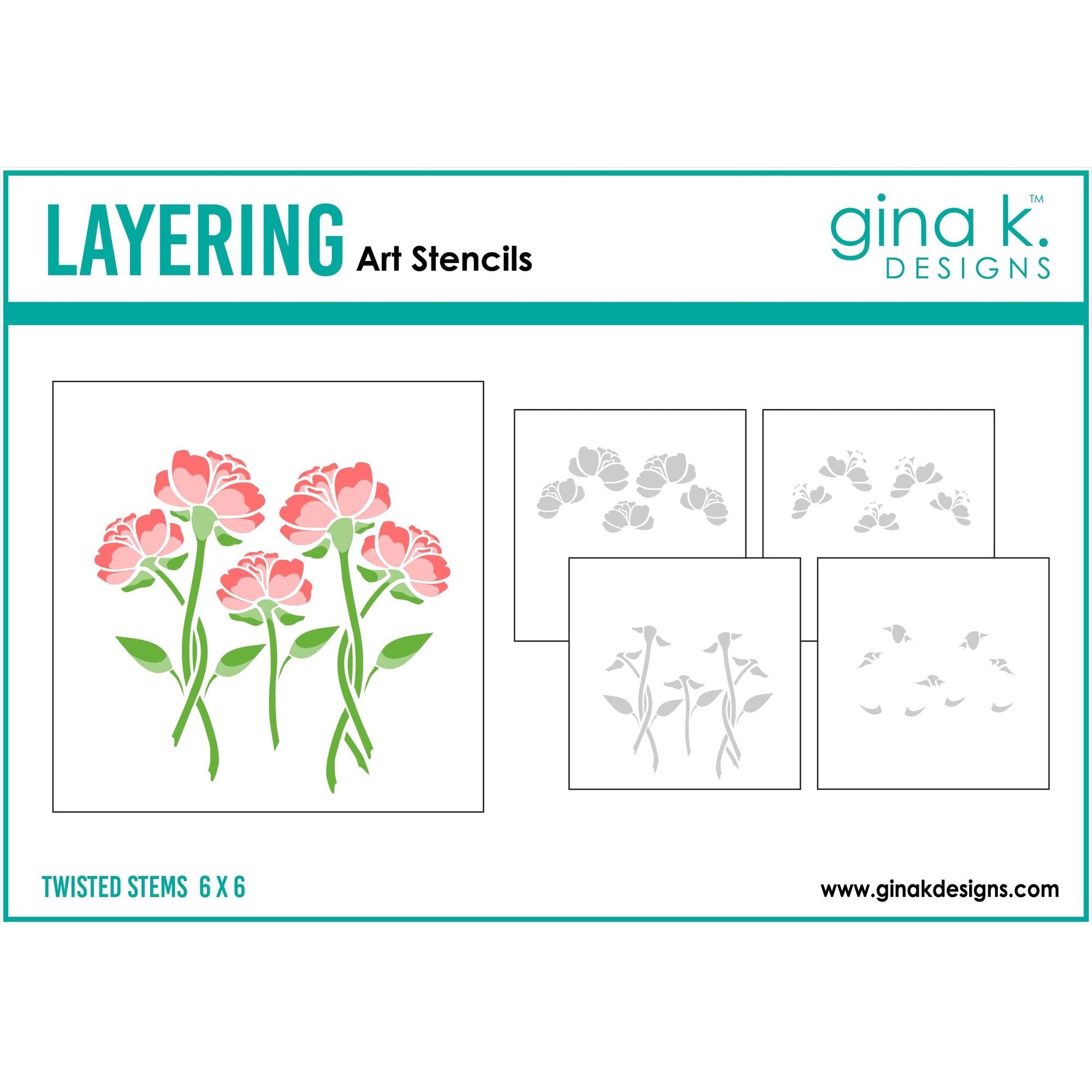 Gina K Designs Twisted Stems Layering Stencils gkdst74