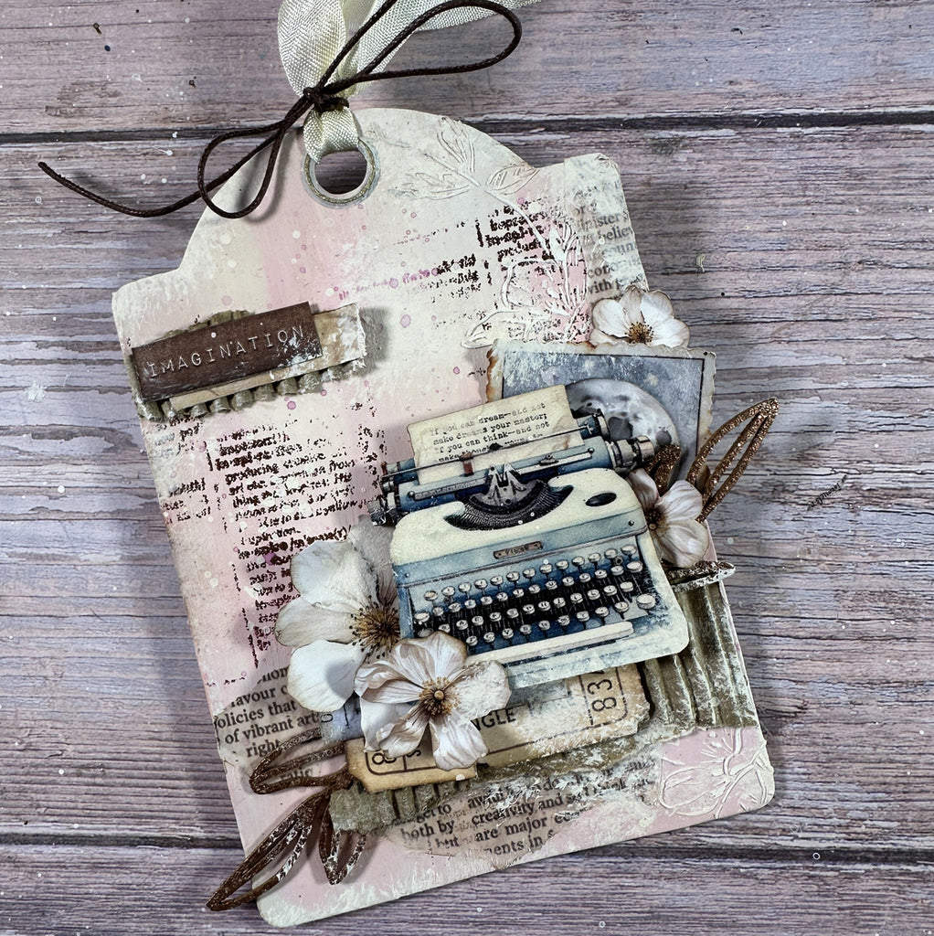 Stamperia Create Happiness Secret Diary Leaves Pattern Decorative Chips scb212 typewriter
