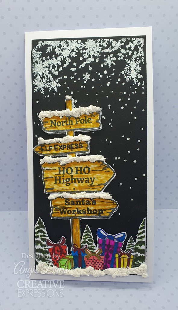 Creative Expressions Festive Trail Cling Stamp umsdb168 north pole card