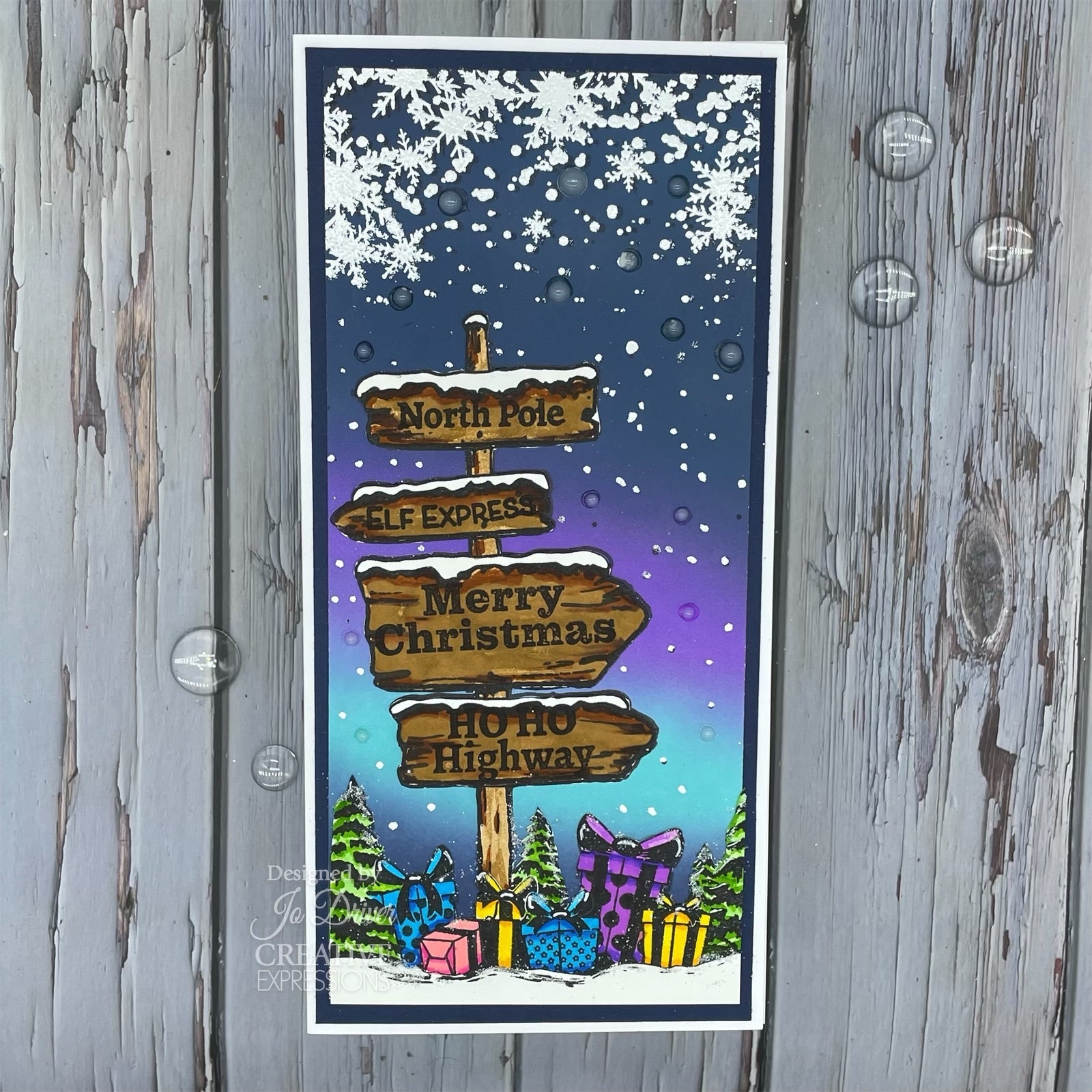 Creative Expressions Festive Trail Cling Stamp umsdb168 christmas card