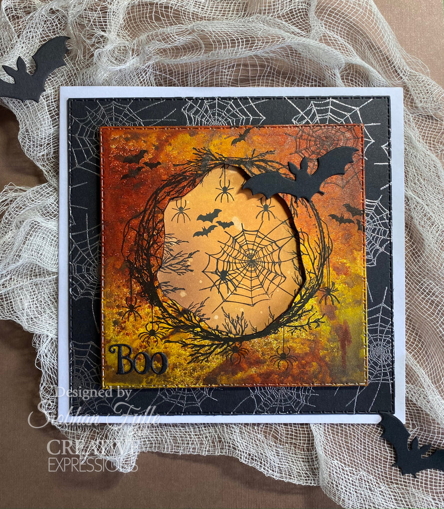 Creative Expressions Spooky Borders DL Clear Stamps umsdb174 wreath card