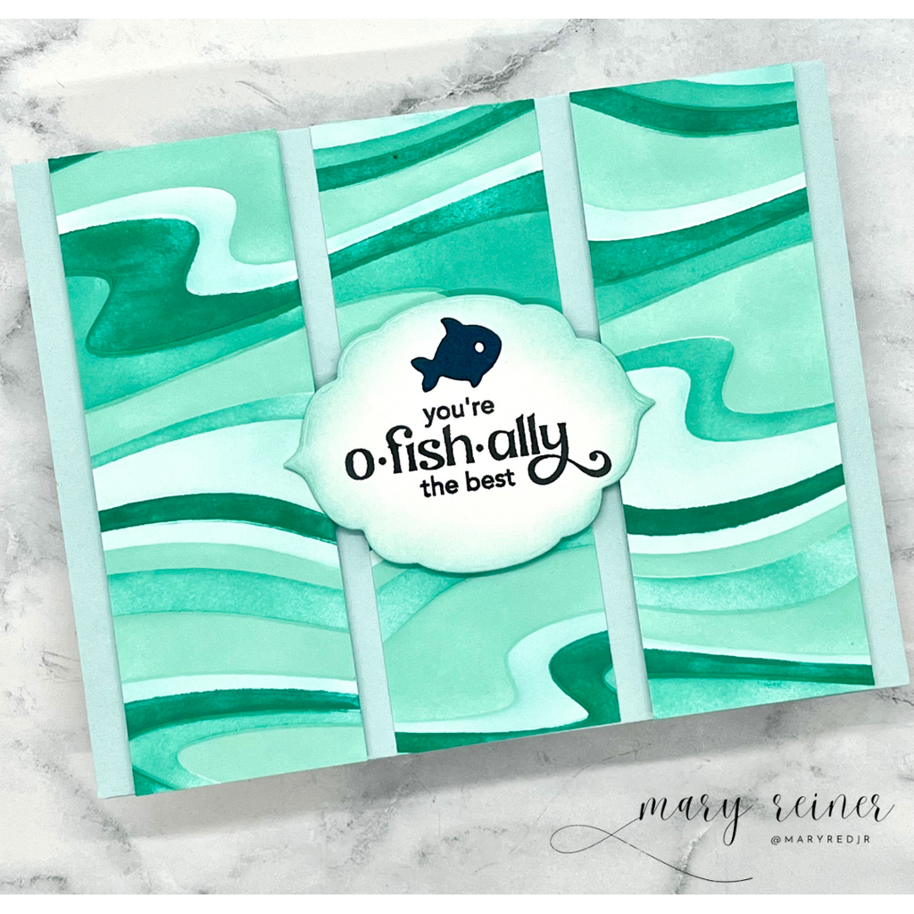 Simon Says Stamp Set of 4 Stencils Under Water 1093st Friend Like You Thank You Card