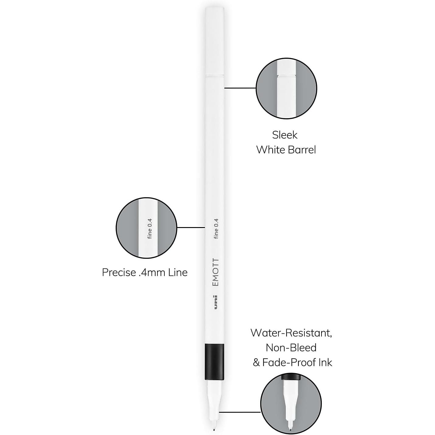 Uni Emott Fineliner Marker Pen 0.4mm 10 Color Set 1 ux24836 details