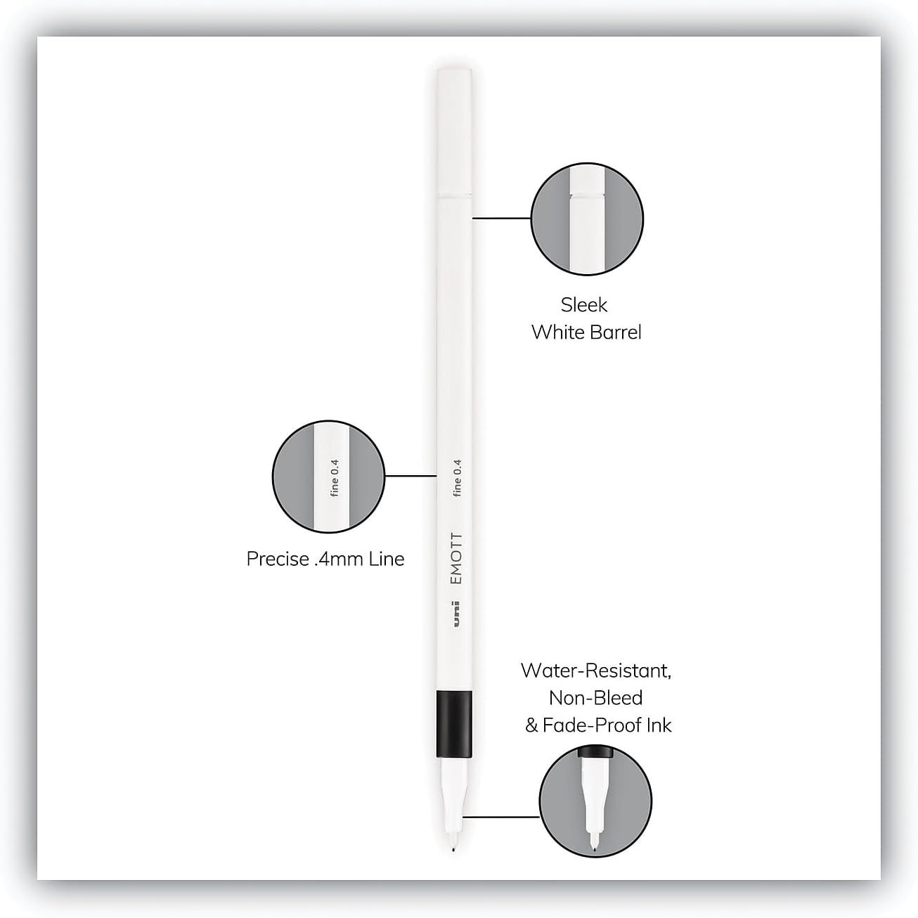 Uni Emott Fineliner Marker Pen 0.4mm 5 Color Set 3 ux24830 details