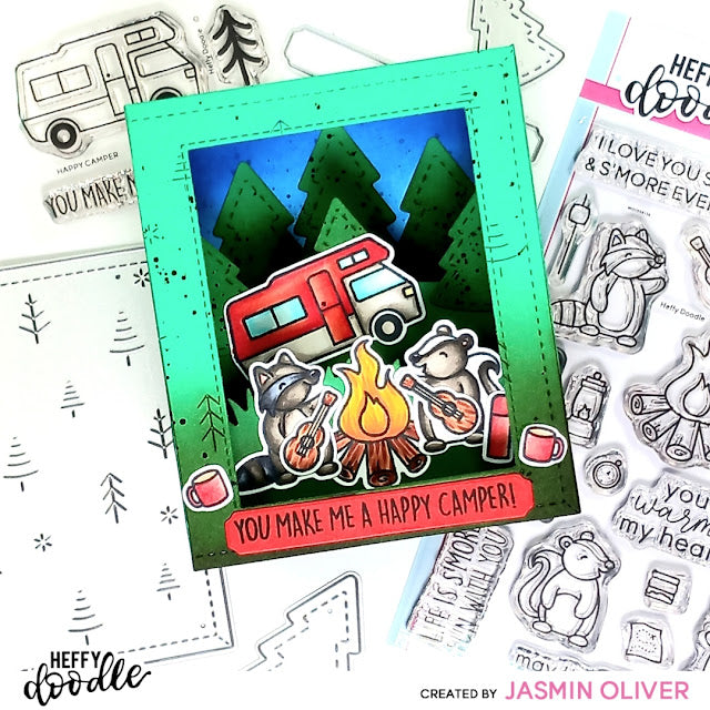Heffy Doodle Camping Critters Dies hfd0526 You Make Me A Happy Camper Card