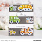 Pretty Pink Posh Utility Vehicles Clear Stamp and Die Set fun trucks