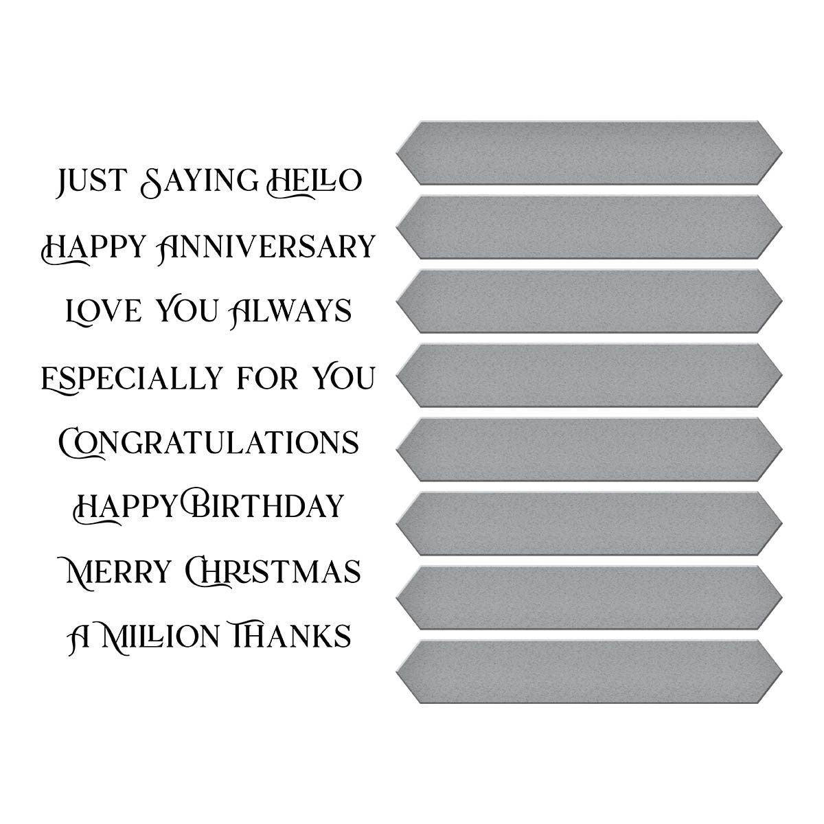 bp-091 Spellbinders Fancy Sentiment Strips Press Plate and Etched Die Set