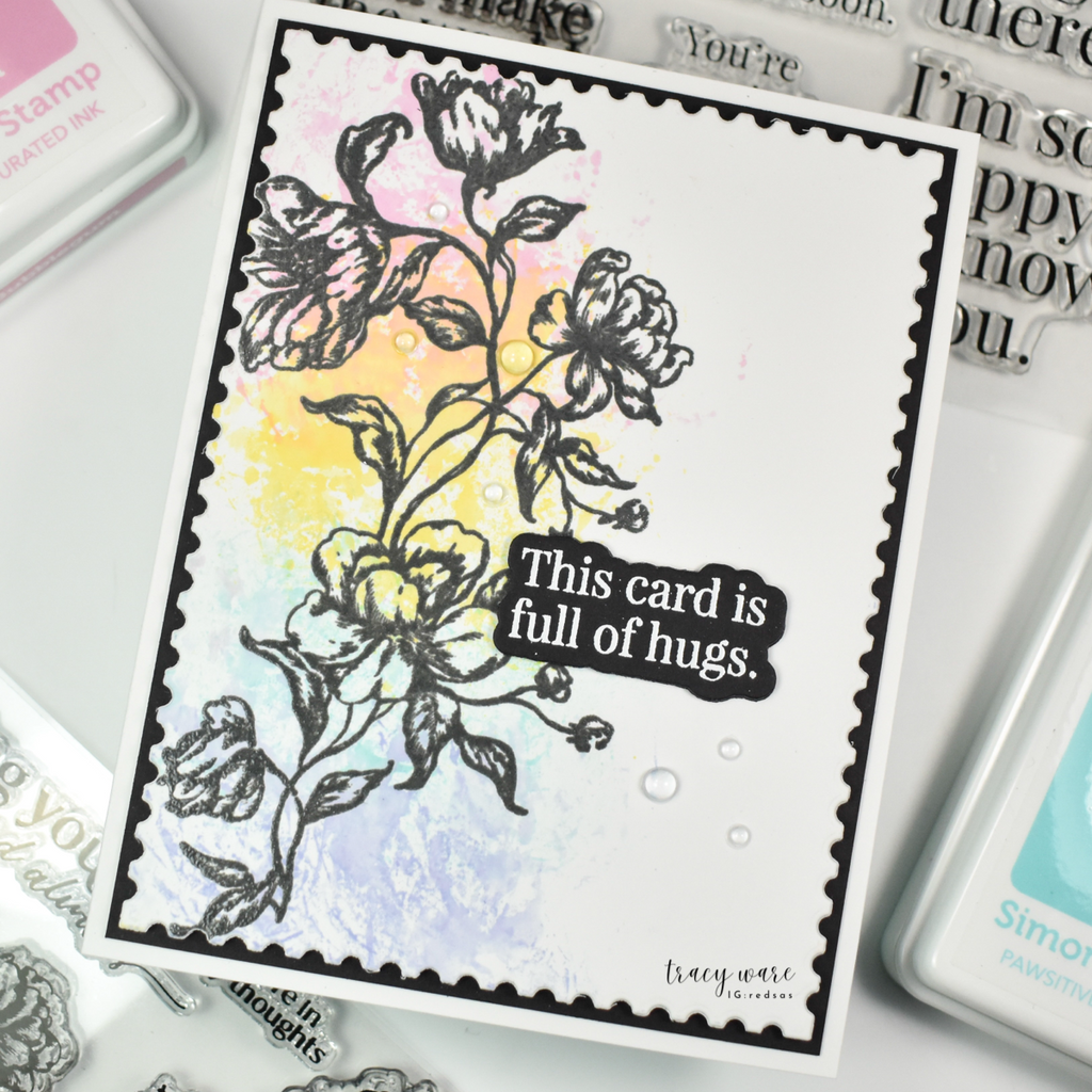 Simon Says Clear Stamps Vintage Blooms 2196ssc Moments in Time Hugs Card