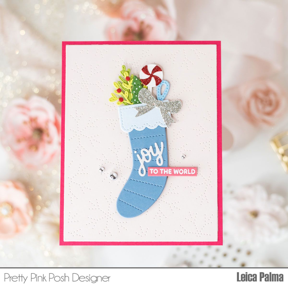 Pretty Pink Posh Stocking Shaker Dies joy to the world
