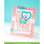Valentine's Day card with heart design and 'hello' text on a light blue background
