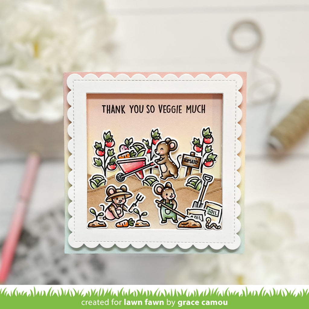 Lawn Fawn Veggie Happy Clear Stamps lf3340 Thank You