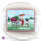 Purple Onion Designs Woodland Horizon Unmounted Cling Stamp pod1383 bbq scene