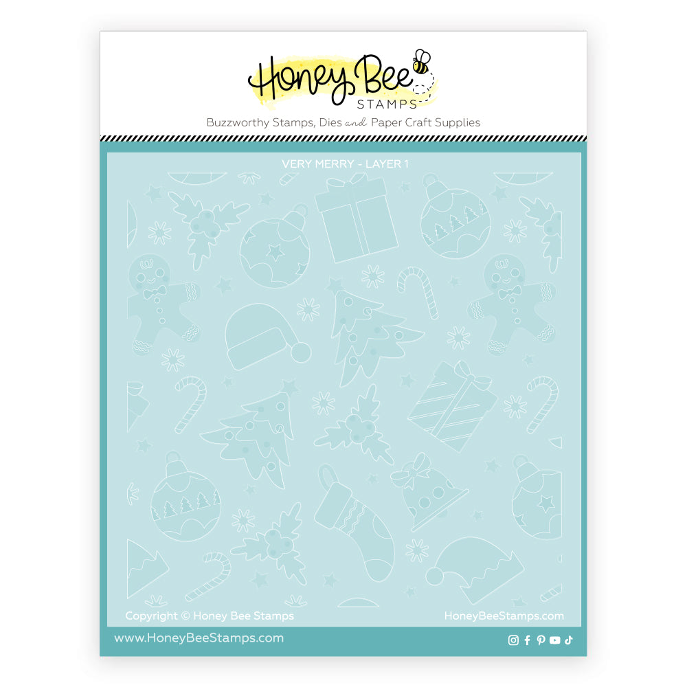 Honey Bee Very Merry Dies And Stencils Bundle Very-Merry-Set-Packaged