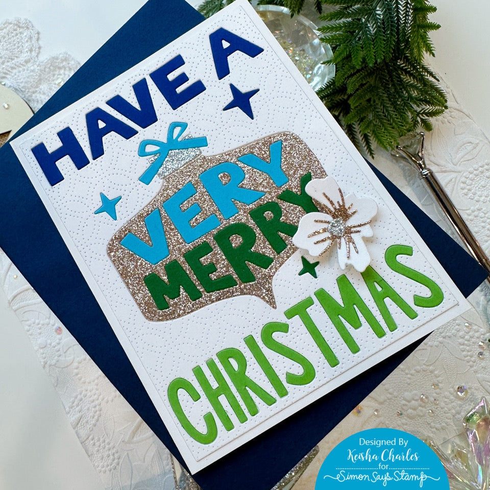 Simon Says Stamp Very Merry Cover Wafer Dies md112968 All The Joy Christmas Card