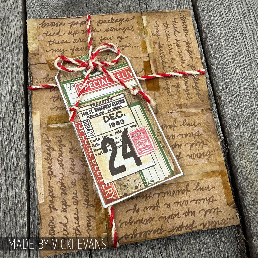 Tim Holtz Clear Stamps and Stencil Vintage Holiday, Sparkle, and Peppermint thmm131