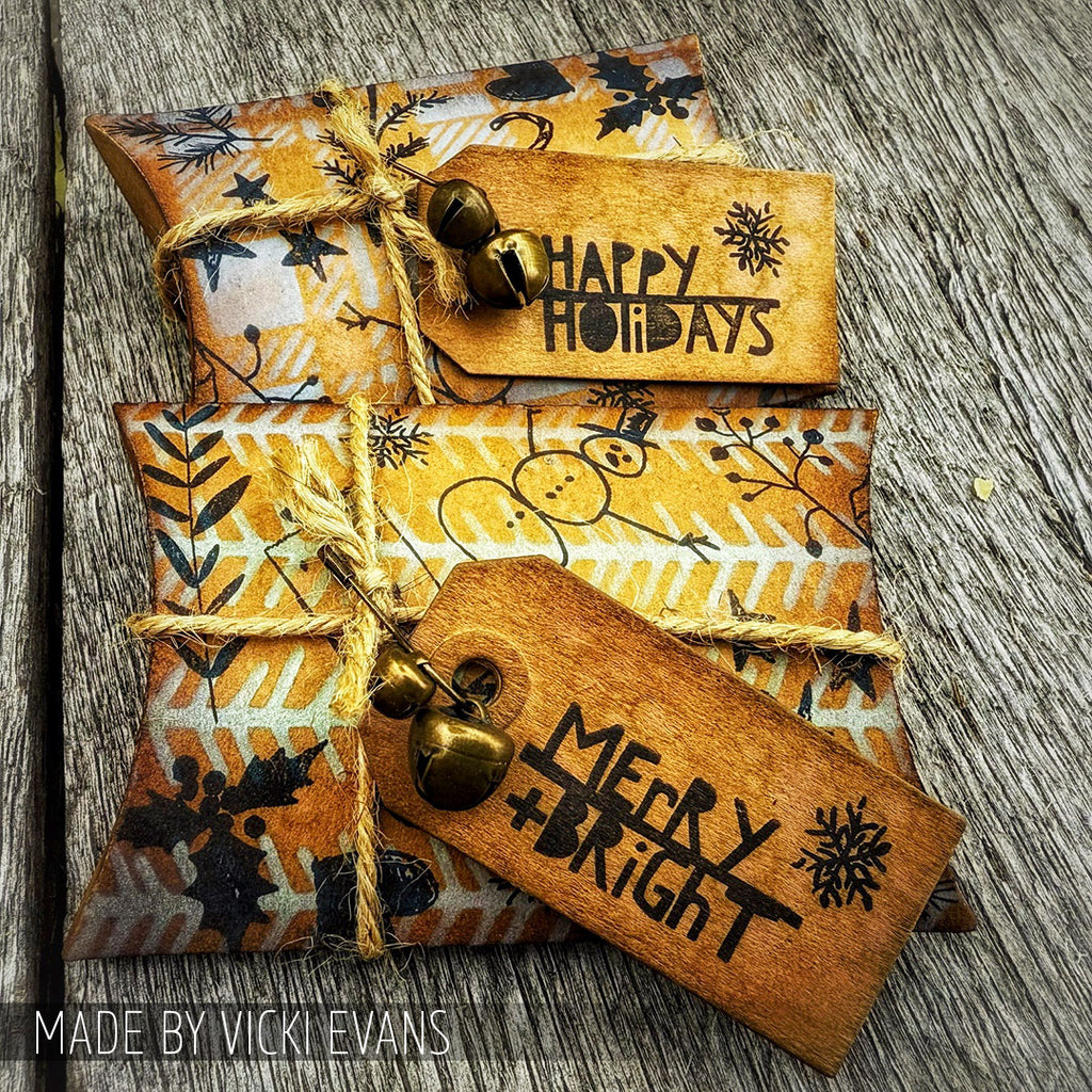 Tim Holtz Clear Stamps and Stencil Seasonal Scribble, Polkadot, Tinsel thmm136