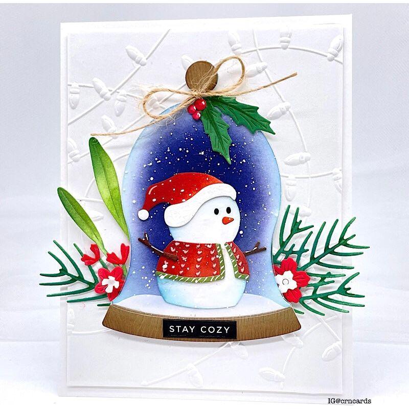 Simon Says Stamp Village Snowman Wafer Dies s977 Sweet Wishes Christmas Card