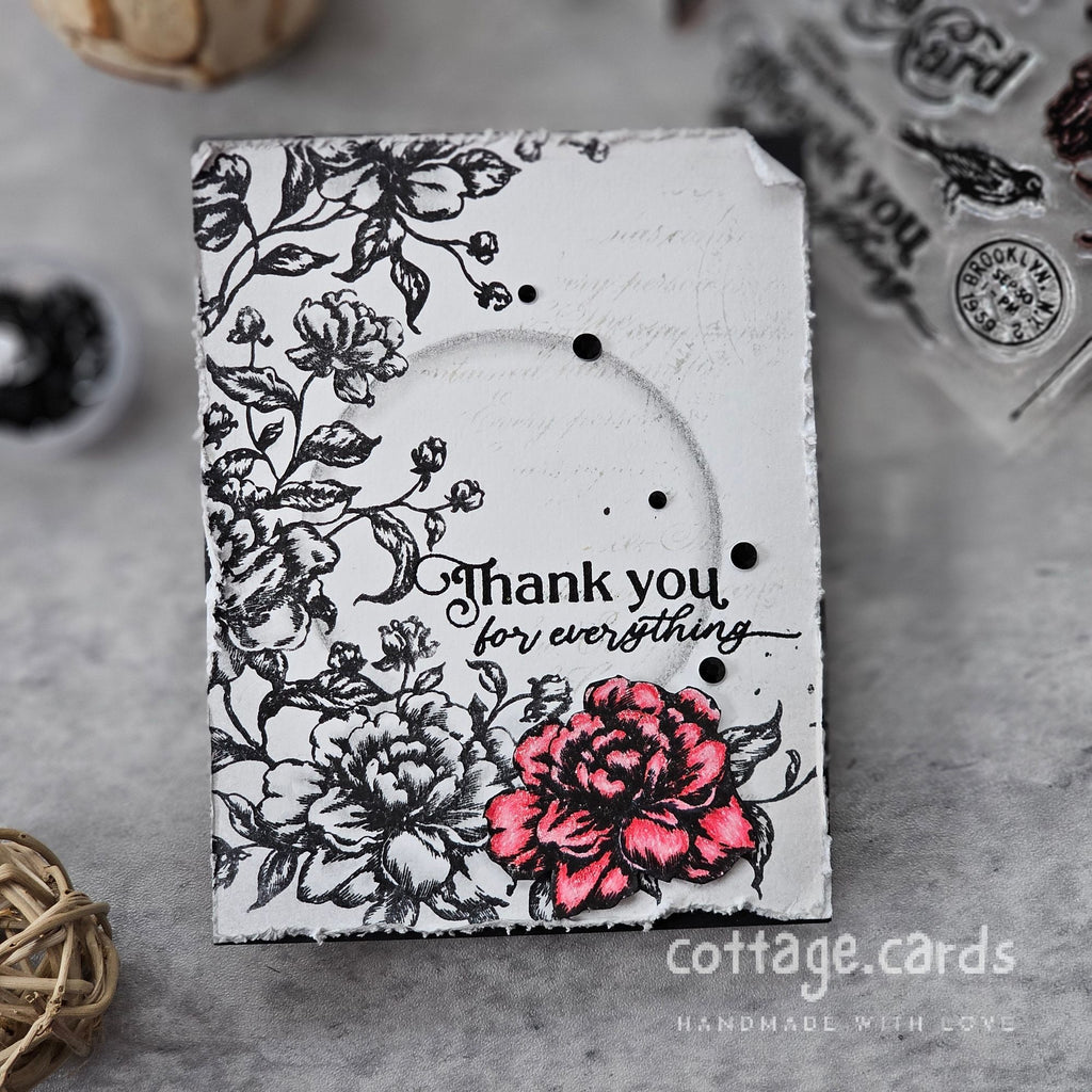 Simon Says Clear Stamps Vintage Blooms 2196ssc Moments in Time Thank You Card