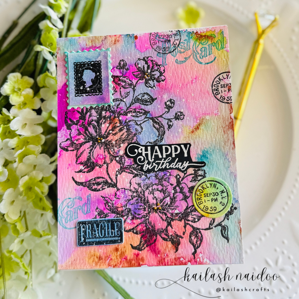 Simon Says Clear Stamps Vintage Blooms 2196ssc Moments in Time BIrthday Card