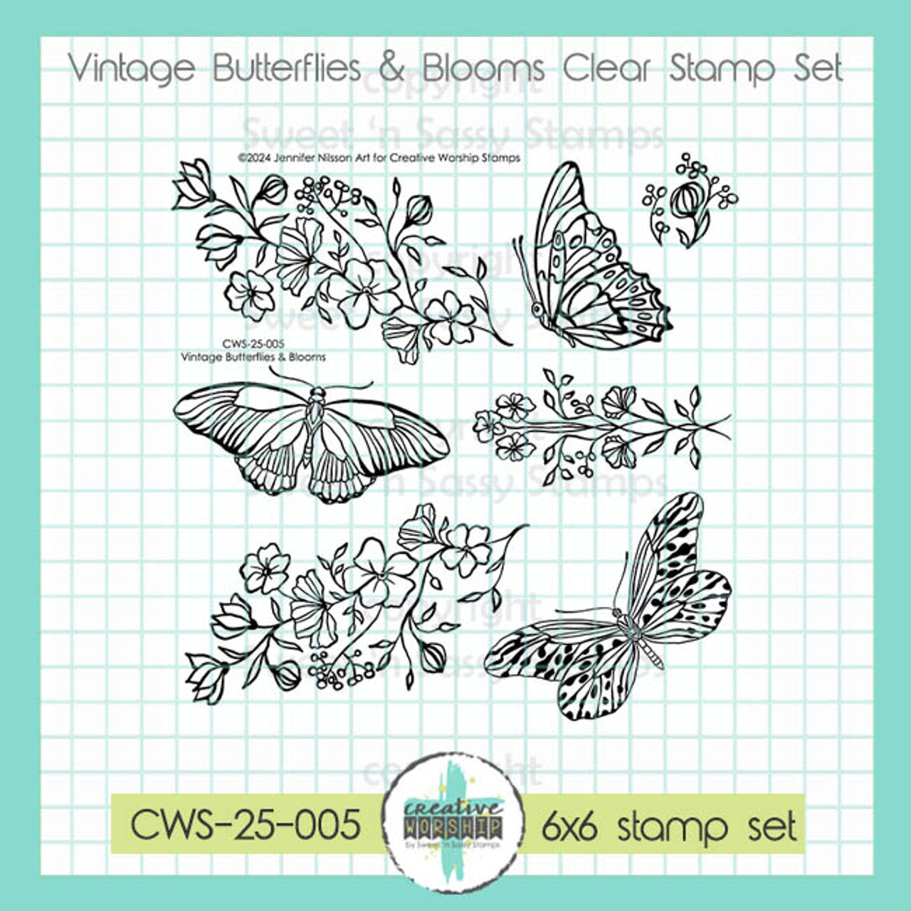 Creative Worship Vintage Butterflies And Blooms Clear Stamps cws-25-005