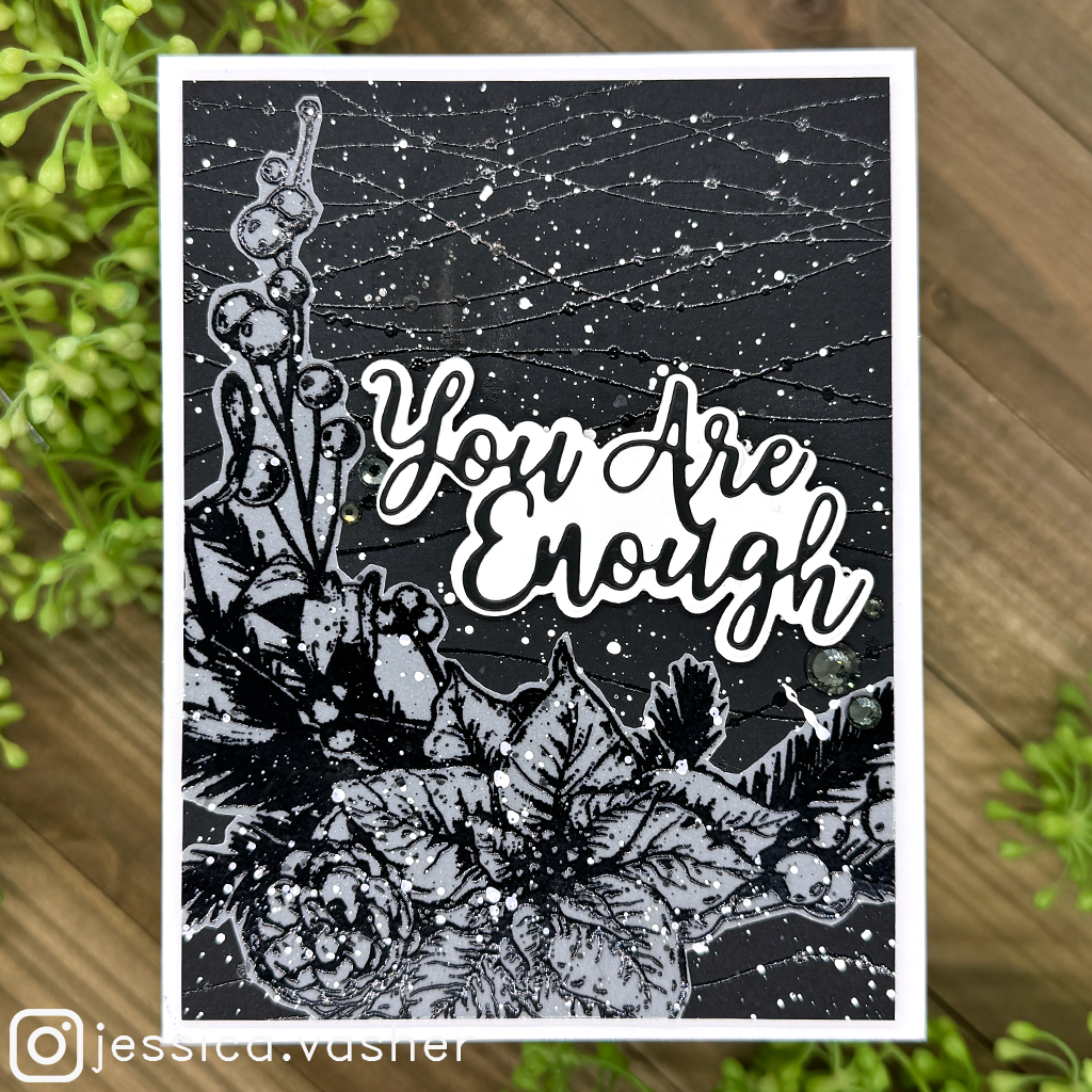 Simon Says Clear Stamps Vintage Holiday Swag 2115ssc Sweet Wishes Encouragement Card