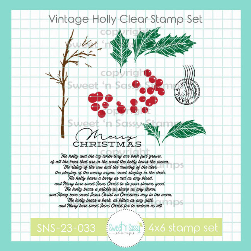 Sweet 'N Sassy Vintage Holly Clear Stamps sns-23-033