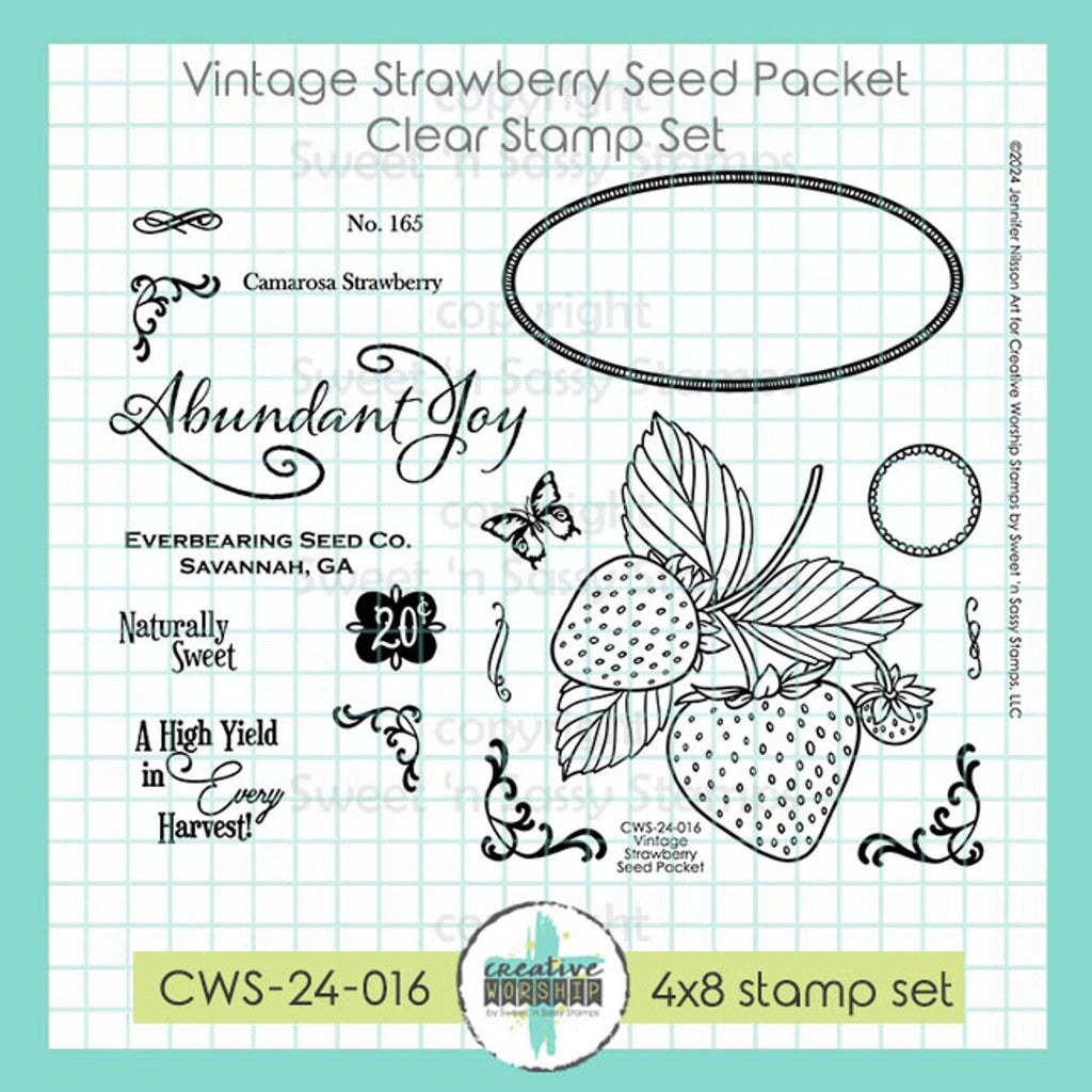Sweet 'N Sassy Vintage Strawberry Seed Packet Clear Stamps cws-24-016