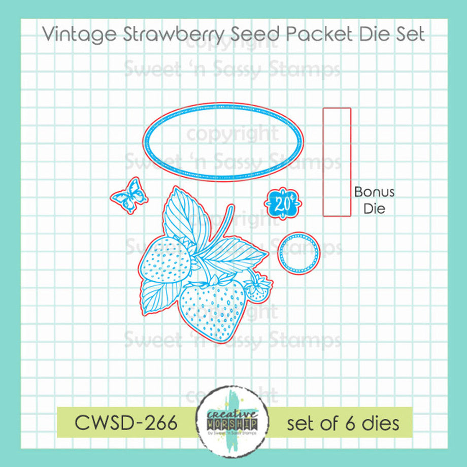 Creative Worship Vintage Strawberry Seed Packet Dies cwsd-266