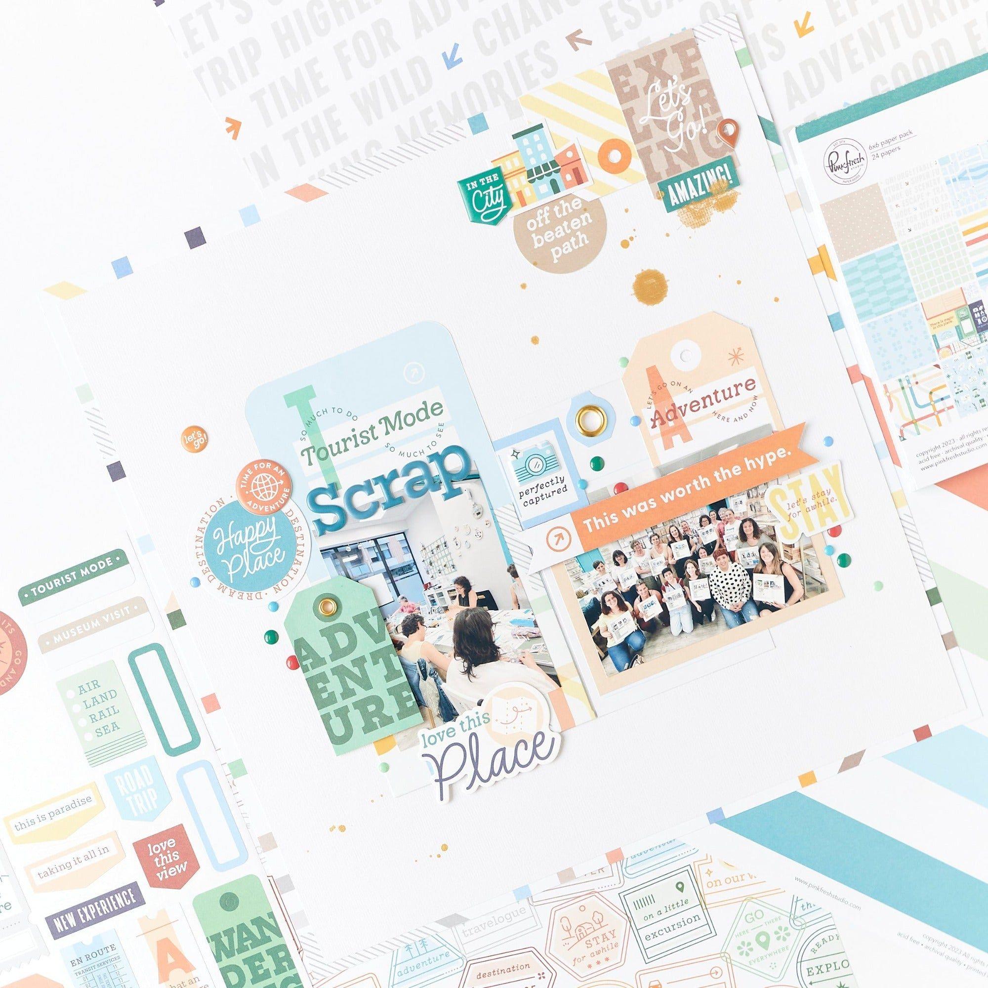 PinkFresh Studio Tourist Mode 6 x 6 Paper Pack 202223 Travel Photography Layout | color-code:ALT01