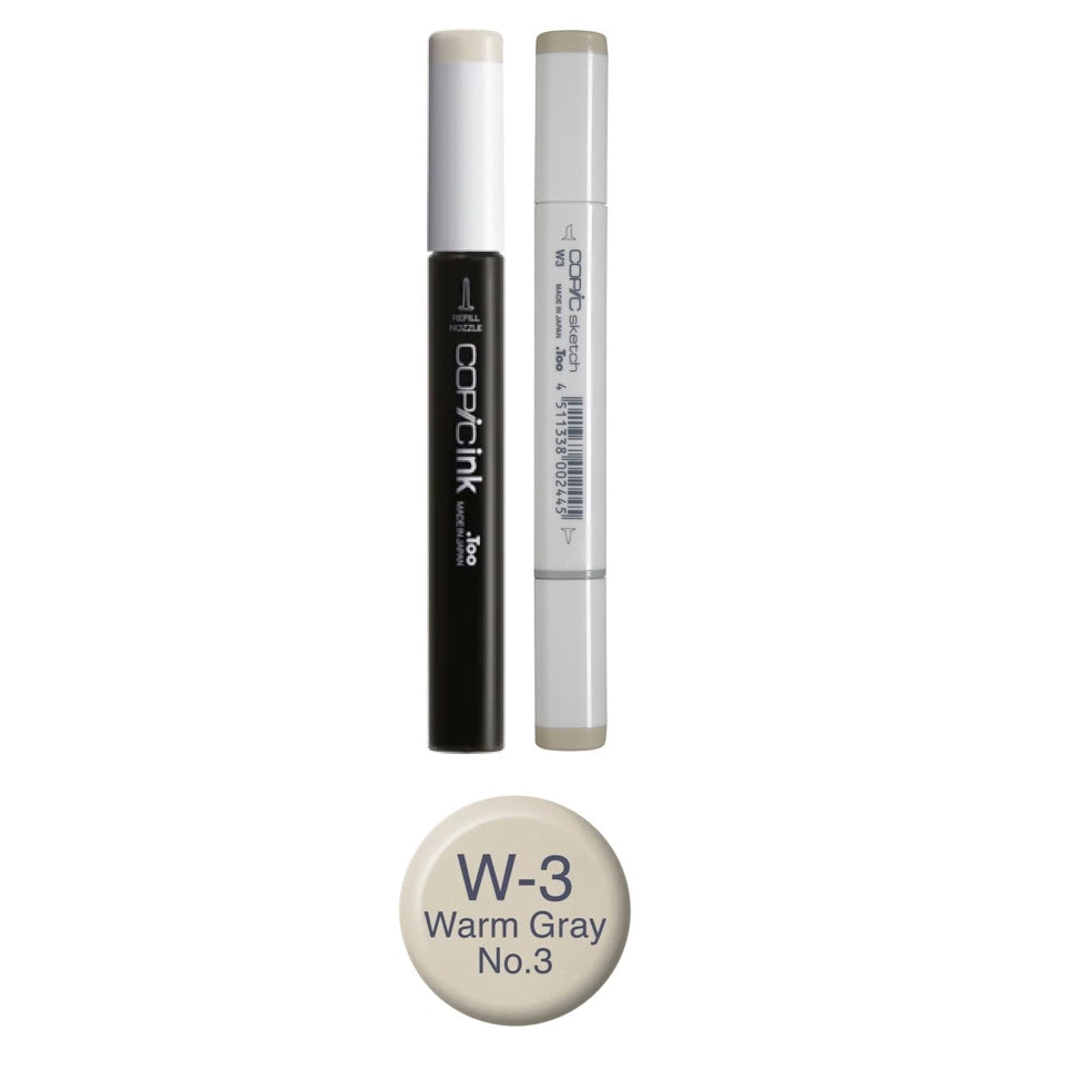 Copic Marker Warm Gray 3 Marker and Refill Bundle W3