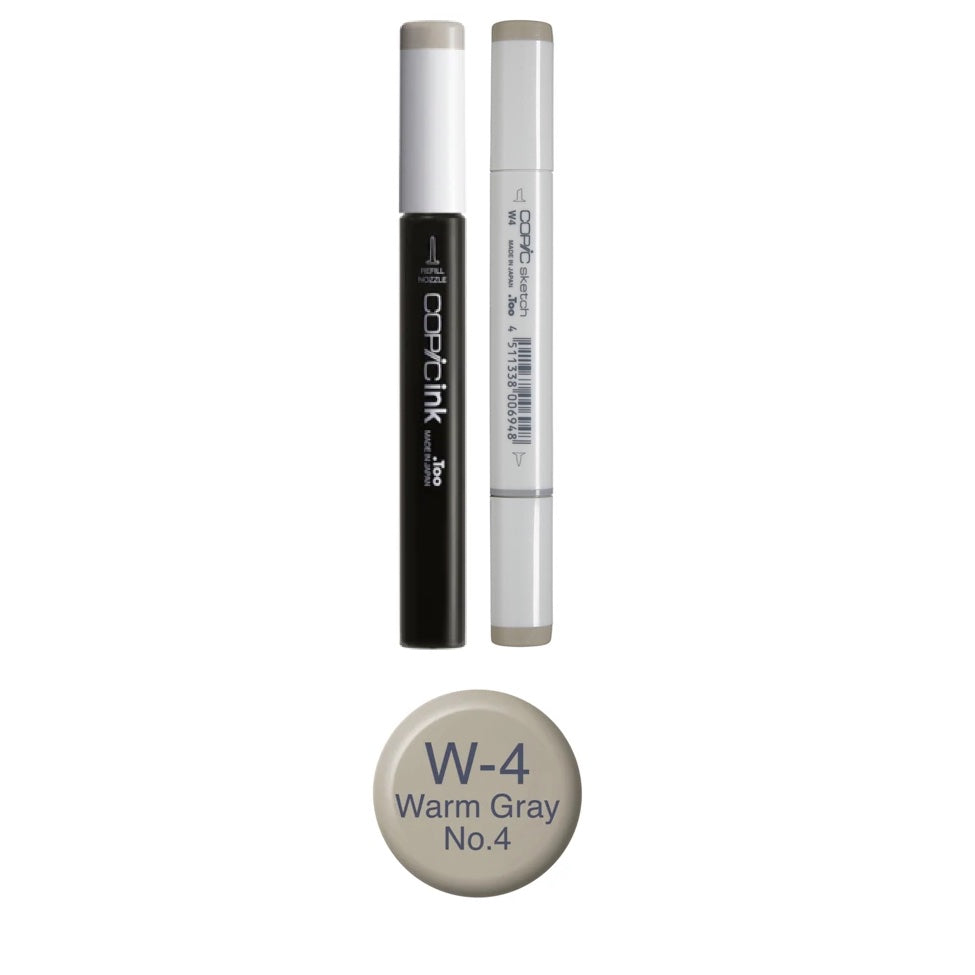 Copic Marker Warm Gray 4 Marker and Refill Bundle W4