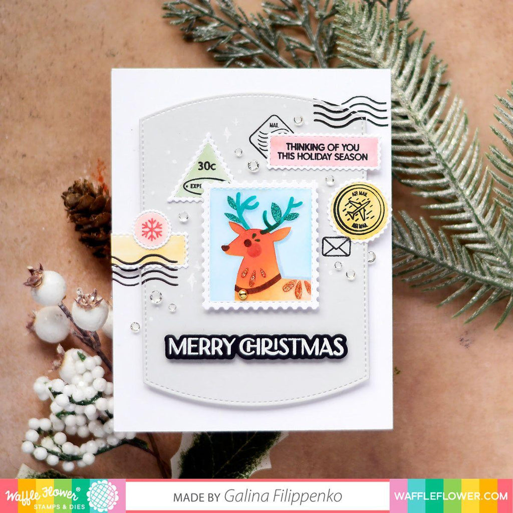 Waffle Flower Postage Collage Christmas Stencils 421425 merry christmas