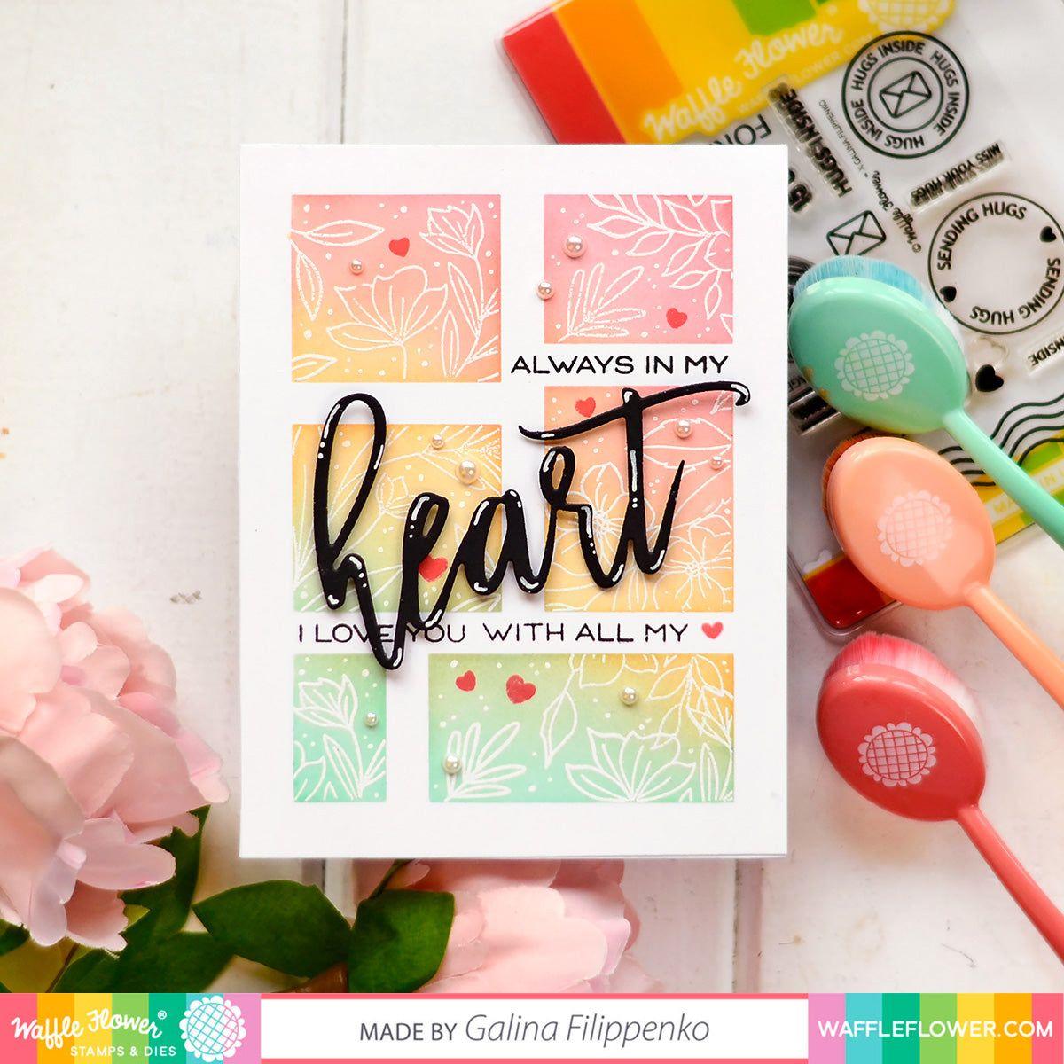 Waffle Flower Postage Collage Coloring Stencil 421383 heart