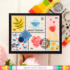 Waffle Flower Postage Collage Everyday Stencil 421394 enjoy your day