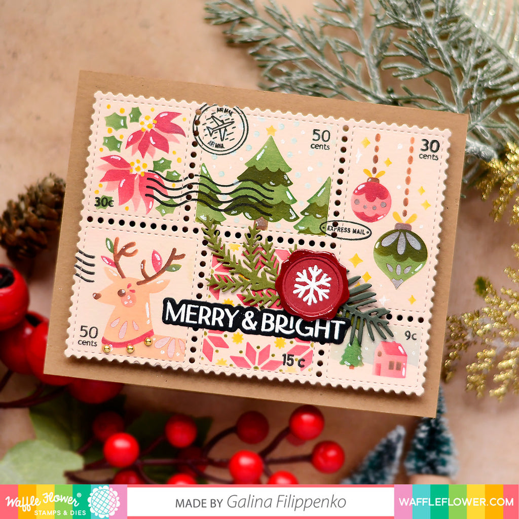 Waffle Flower Elegant Christmas Matching Dies 421432 merry and bright