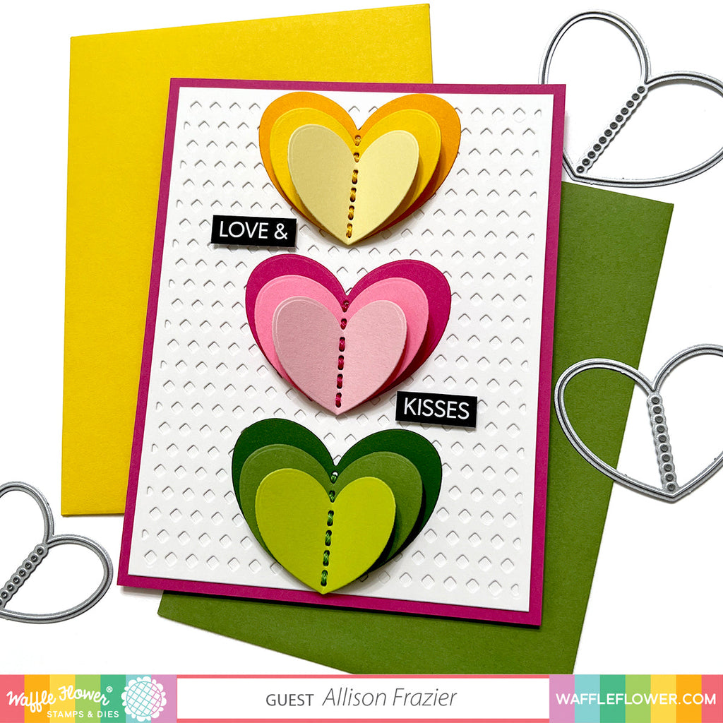 Waffle Flower Dotted Hearts Dies 421410 love and kisses