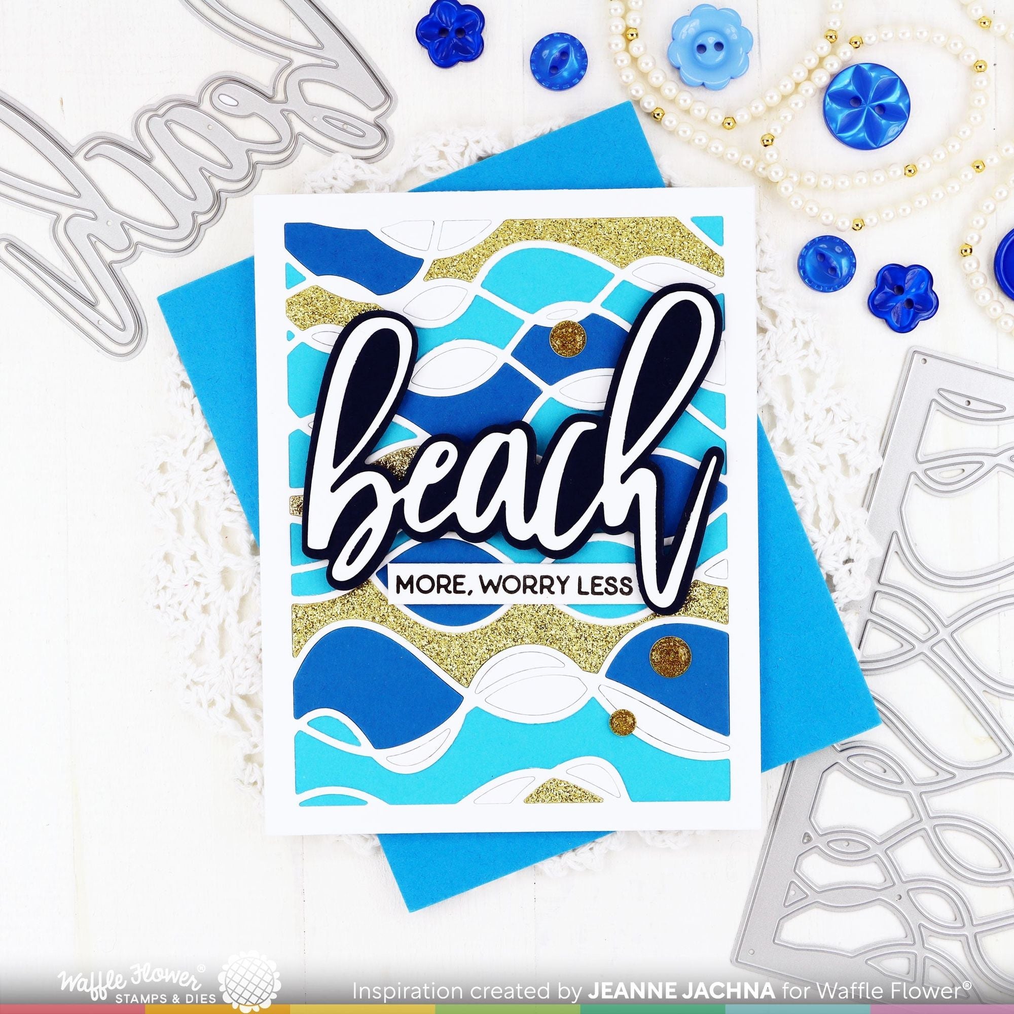 Waffle Flower Happy Waves Panel Die 421708 beach more