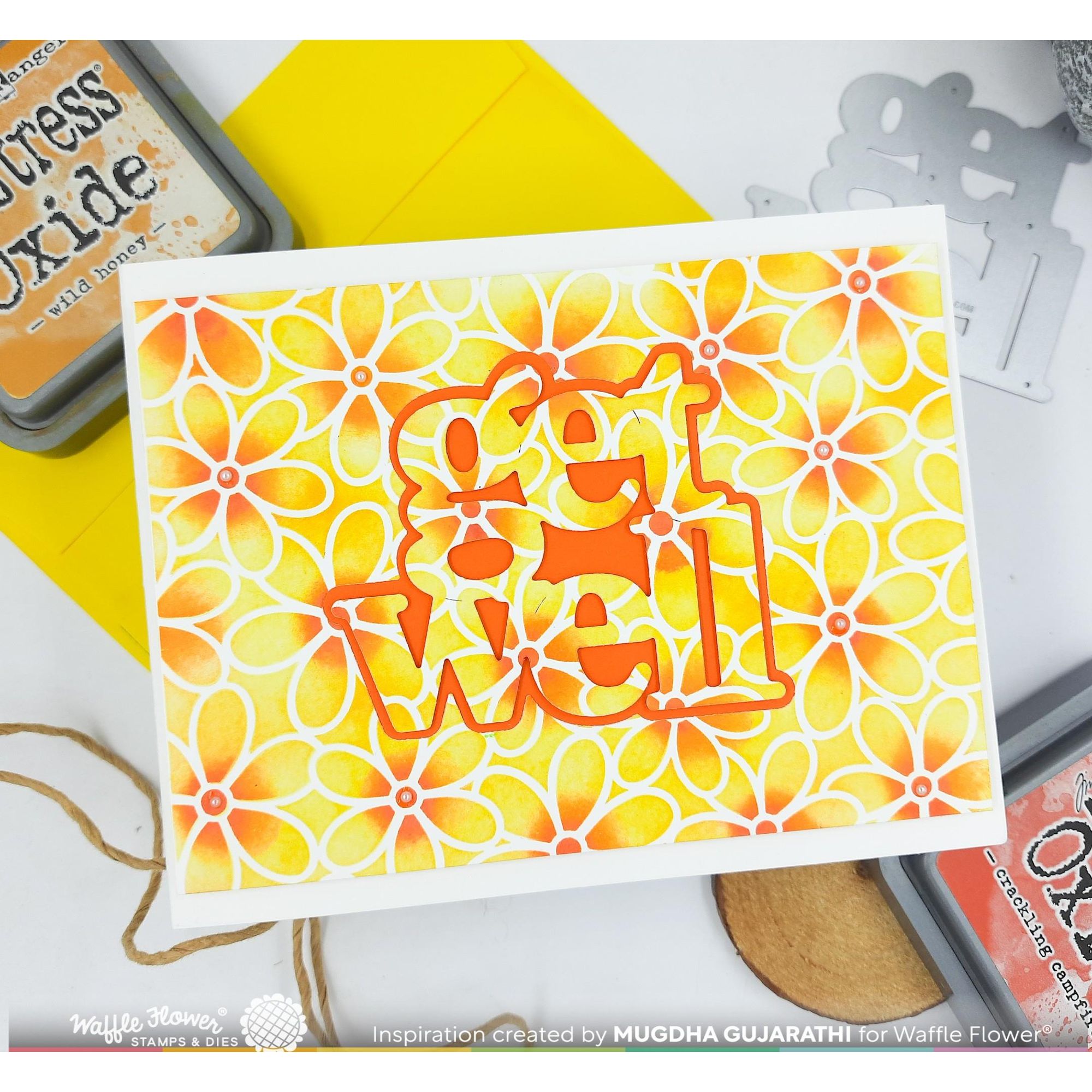 Waffle Flower Daisy Background Stencil 421729 get well