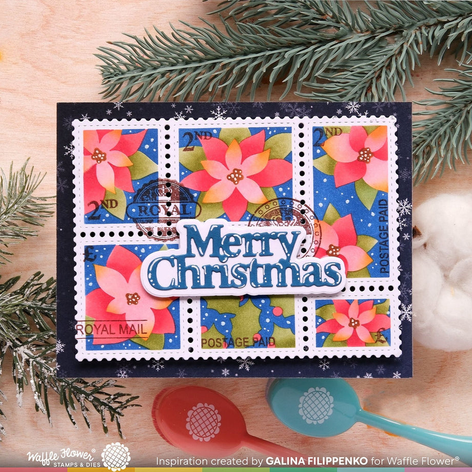 2 Sheets Christmas Holiday Poinsettia Planner Stickers - Glitter Seals For Papercraft & Envelopes
