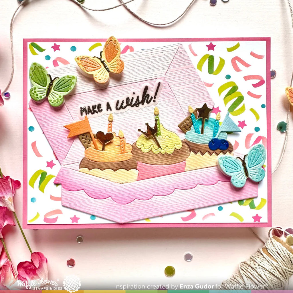 Waffle Flower Boxed Cupcakes Die and Stencil Set