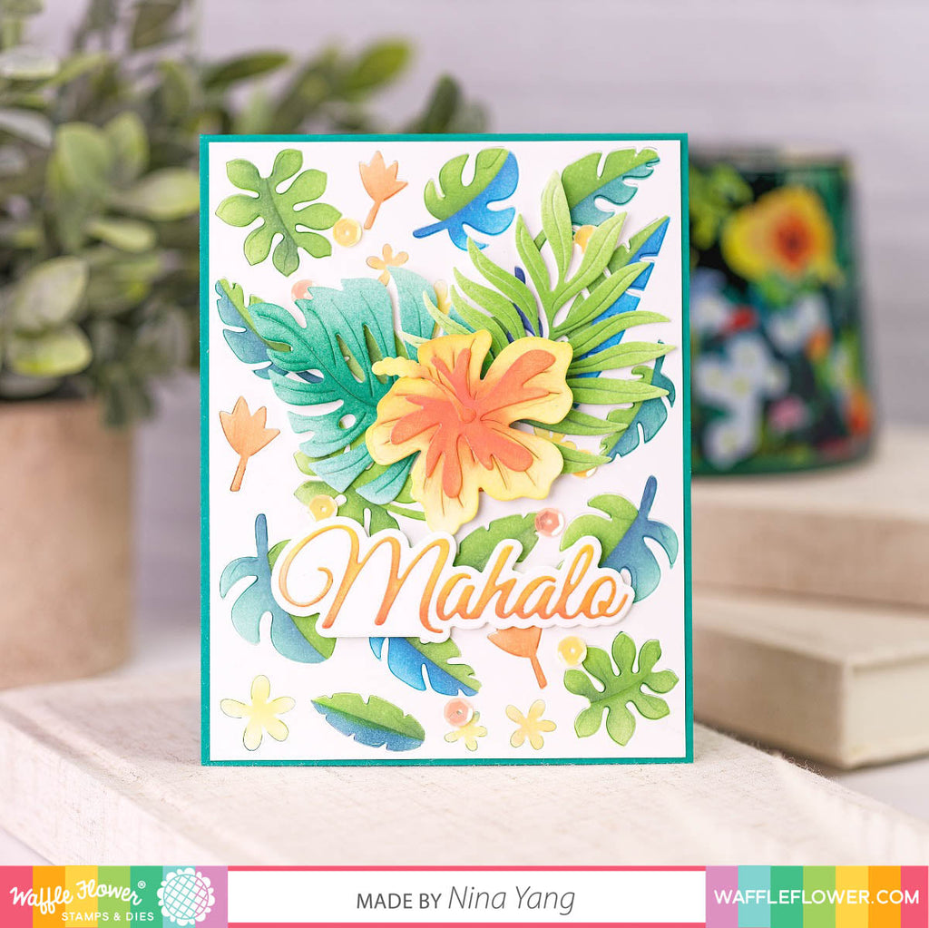Waffle Flower Duo-Tone Tropical Leaves Stencils 421377 mahalo