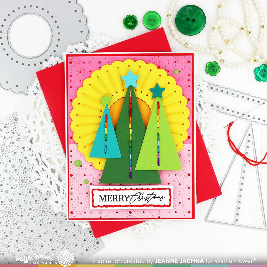 Waffle Flower Dotted Triangle Trees Dies 421518 merry christmas