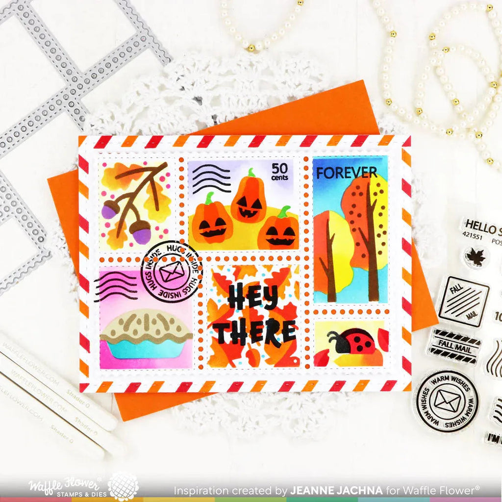Waffle Flower Postage Collage Fall Clear Stamps 421551 ladybug