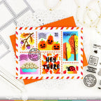 Waffle Flower Postage Collage Fall Clear Stamps 421551 ladybug