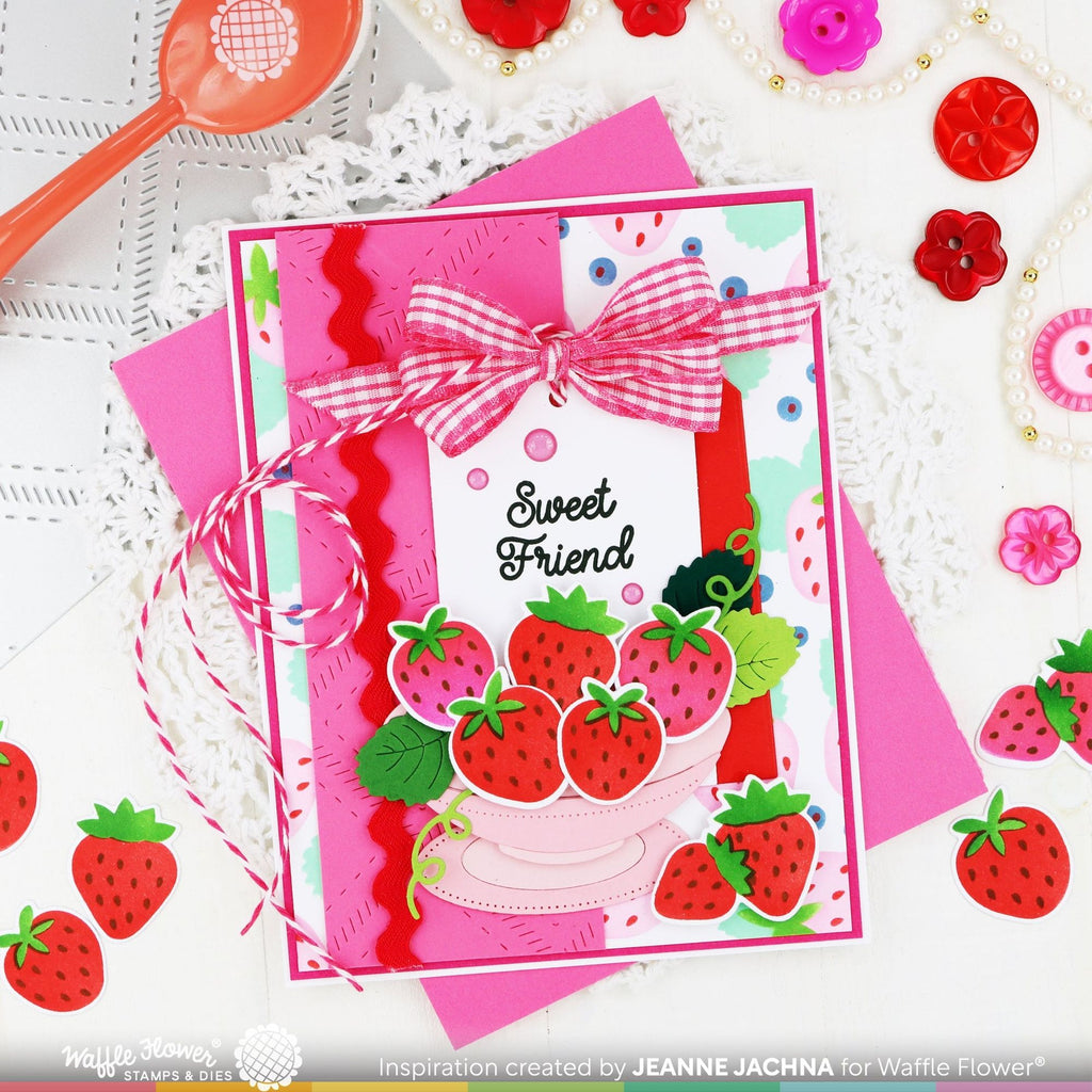 Waffle Flower Multiple Strawberries Die-n-stencil 421489 sweet friend