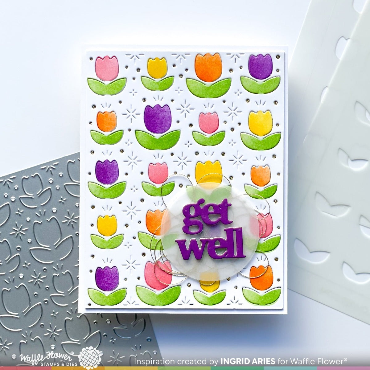 Waffle Flower Lovely Tulips Stencil Duo 421689 get well